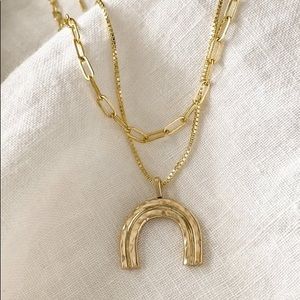 James Michelle Jewelry Gold Rainbow Necklace 🤍